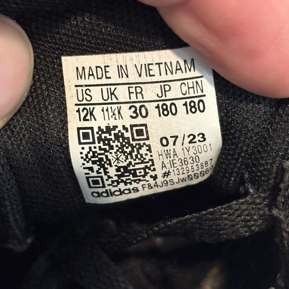 Adidas VL Court 3.0 Black/White Gum Kids Casual Shoes IE3630 – Size 12K - Picture 7 of 9